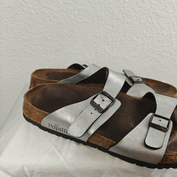 Birkenstock Silver Sandals Papillio Sydney Size 10 Women's Narrow - Picture 7 of 12